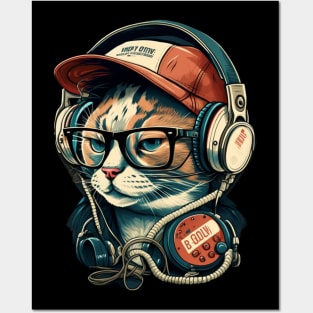 Cat Jam Session- Headphones On Posters and Art
